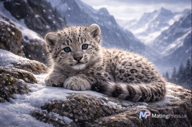 Baby Snow Leopard Of the Black Leopard Family